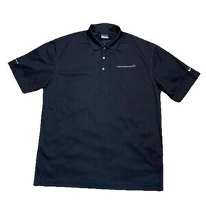 Nike Golf Dri-Fit Polo Mens L Black Moisture Wicking Athletic Stretch Shirt